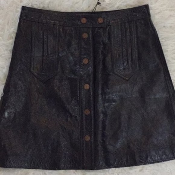 NWOT Sz 4 Gigi xTommy Hilfiger Leather Mini Skirt - Picture 4 of 5